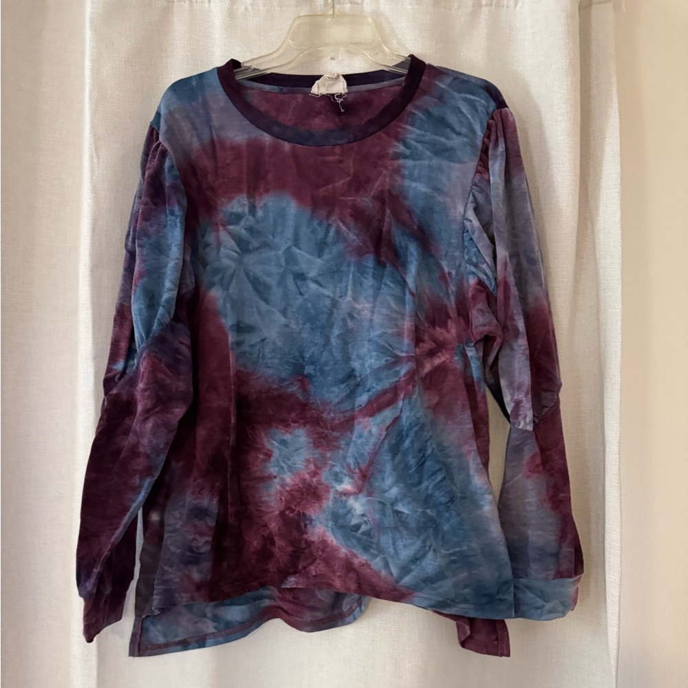 Relaxed Blue and Purple Tie Dye Long Sleeve